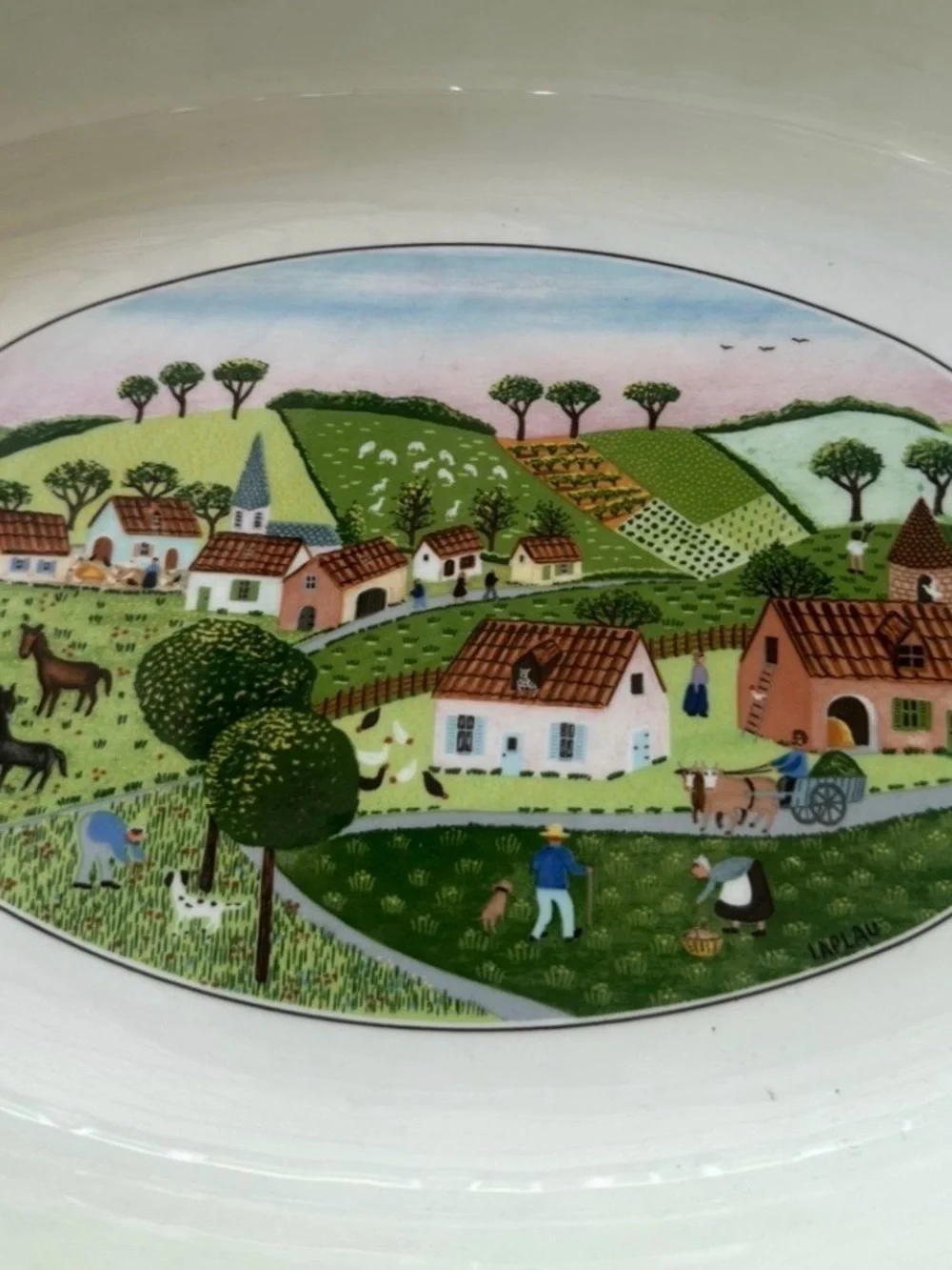 Villeroy & Boch Vilbofour Naif Farming Folk Art Large Oval Casserole Dish 15